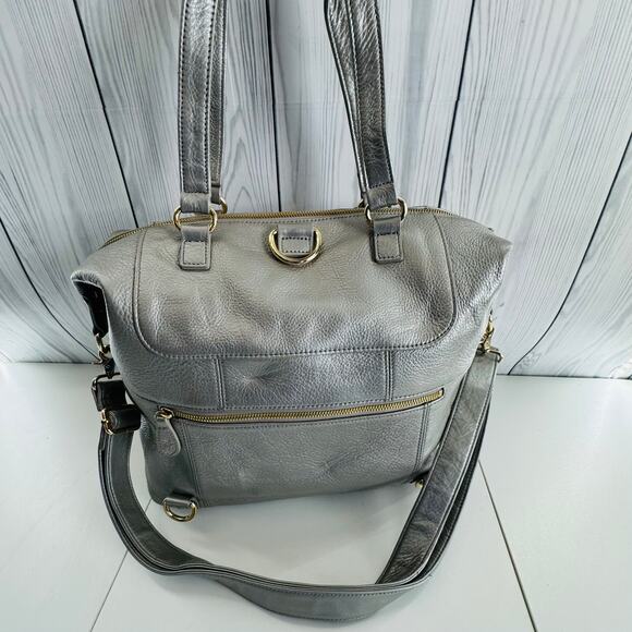 HTF Retired Leather Lily Jade Galena Shaylee Gold Purse/Backpack Diaper Bag - Picture 4 of 16